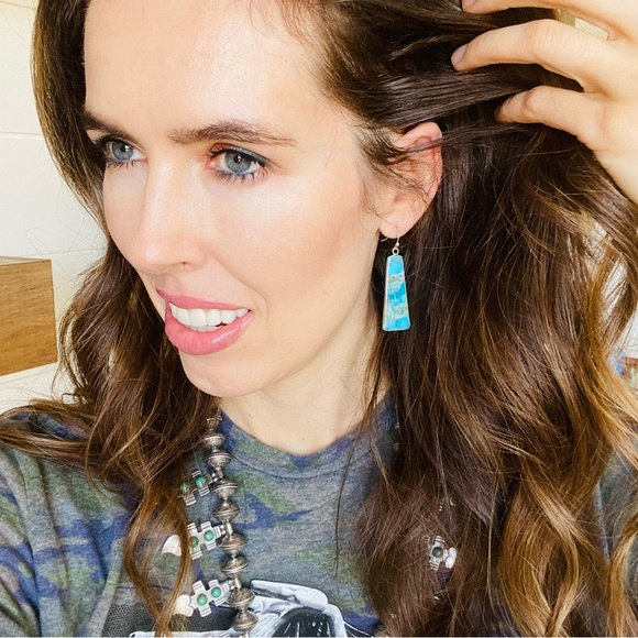 SOLD ♥️ Native American ♥️ Veronica Tortalita Sterling & Turquoise Earrings - Picture 6 of 7